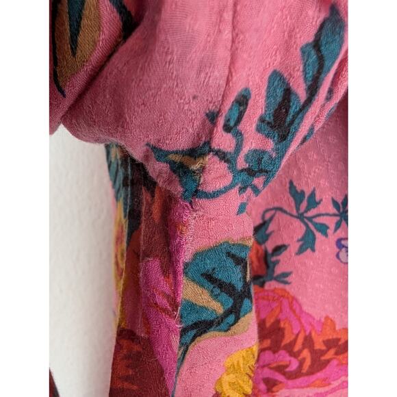 Anthropologie Maeve Top Manifold Button Down Shirt Floral Boho Pink Size 8 - Picture 11 of 15